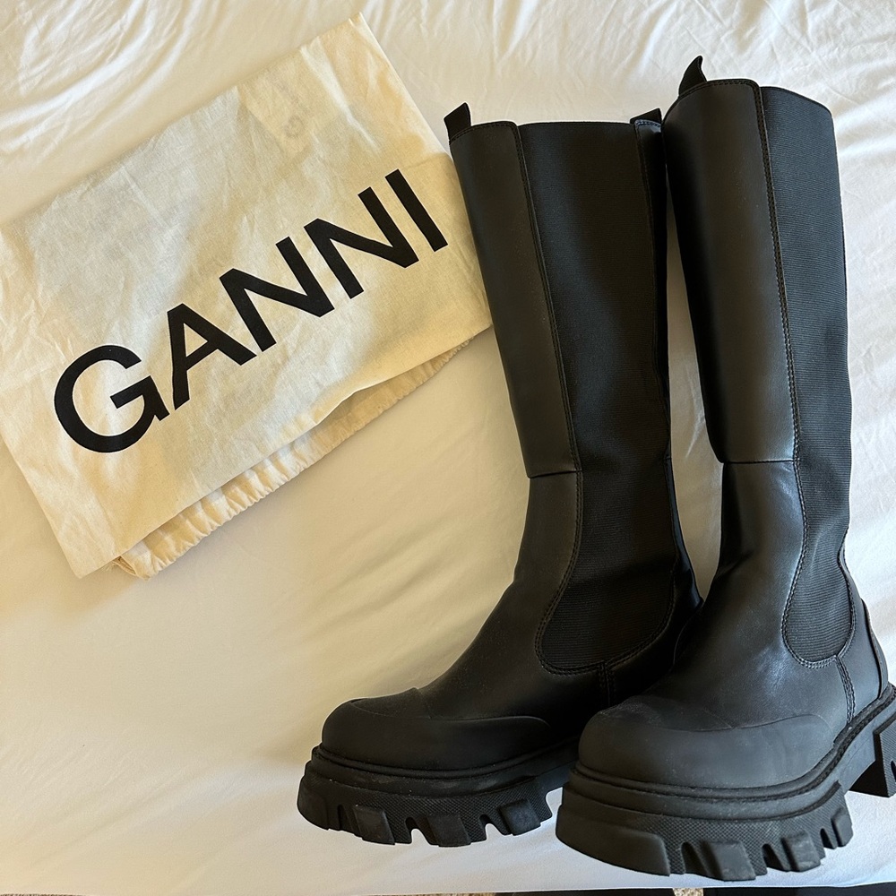 Ganni Elegant Black Tall Boots